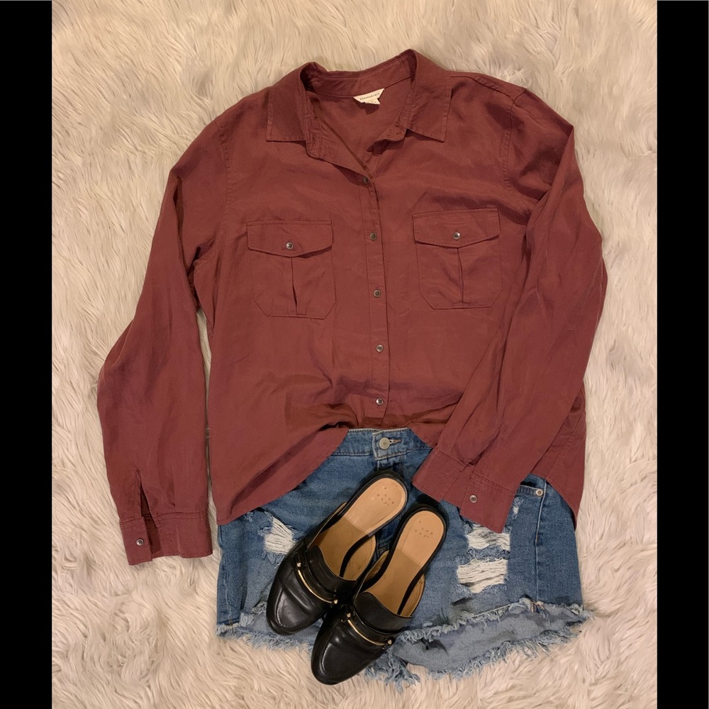 Aeropostale Burnt Burgundy Brown Button Up